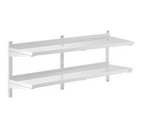 Stainless Steel Wall Shelf 2 Shelves 40 x 140 cm - Floating Shelves by Royal Catering Silver