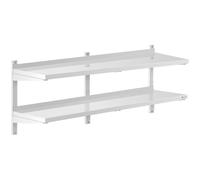 Stainless Steel Wall Shelf 2 Shelves 40 x 150 cm - Floating Shelves by Royal Catering Silver