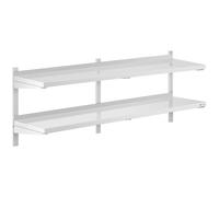 Stainless Steel Wall Shelf 2 Shelves 40 x 160 cm - Floating Shelves by Royal Catering Silver