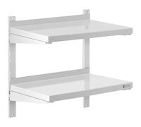 Stainless Steel Wall Shelf 2 Shelves 40 x 60 cm - Floating Shelves by Royal Catering Silver