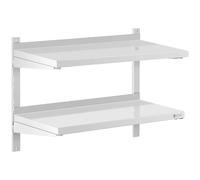 Stainless Steel Wall Shelf 2 Shelves 40 x 80 cm - Floating Shelves by Royal Catering Silver