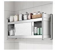 Stainless Steel Wall Storage Cabinet - Heavy Duty Kitchen Shelf with Sliding Door, Decorative Wall Mounted for Dining, Bathroom & Living Room