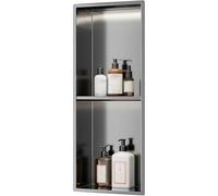 Stainless Steel Wallwith LED Lighting - Modern Recessed Shower Shelf for Bathroom & Kitchen Space-Saving Waterproof Stylish Home Decor