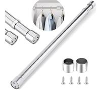 Stainless Steel Wardrobe Rail Extendable Adjustable Clothes Rail Pole with End Sockets Heavy Duty Wardrobe Rod Clothing Hanging Tube 47-80cm
