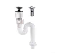 Stainless Steel Washbasin Drain Pipe Set Anti-Odor Insect Blocker Flexible Connector Adjustable Telescopic 300-900mm Black White ABS Rubber Fits 40-50mm Overflow Non-Overflow Bathr(white)