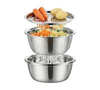 Stainless Steel Washing Machine | Multifunctional - 26 cm Set with Strainer and Basket | For Washing and Draining Vegetables, Fruits and Rice in the Kitchen Home for Preparing Meals and Salads