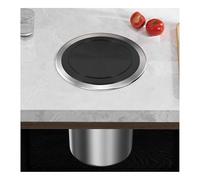 Stainless Steel Waste Bin with Lid Round Kitchen Trash Can Built in Concealed Bin for Bathroom and Office Sleek Black Design for Modern Spaces