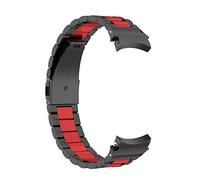 Stainless Steel Watch Band, Quick Release Smartwatch Band with Link Removal Tool Watch Strap Adjustable Length Women Men Wristband (Black red Black)