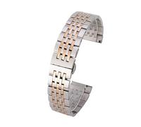 Stainless Steel Watch Band, Unisex Metal Watch Strap, Adjustable Length Replaceable Wristband(Silver gold,18mm)