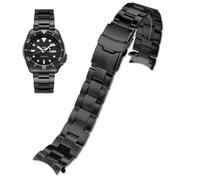 Stainless Steel Watch Band with Curved Tapered Ends Metal Flexible Connected Double Clasp Folding Clasp FlipLock Silver Black Gold, Black-sz, 21mm, Bracelet