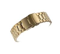 Stainless Steel Watch Strap - Curved End Metal Band with Double Lock Buckle for Men and Women - Replacement Bracelet Accessory