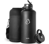 Stainless Steel Water Bottle 2.5L, BUZIO Vacuum Insulated Water Bottle with Straw Lid and Flex Cap Cold for 48 Hrs, Hot for 24 Hrs Double Wall Wide Mouth BPA Free Leak Proof, Black
