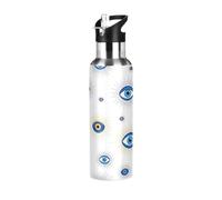 Stainless Steel Water Bottle 20 Oz, BPA-Free Sports Water Bottle for Gym Outdoor Travel School, Blue Eyes White