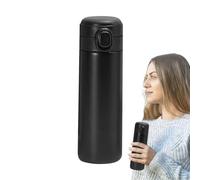Stainless Steel Water Bottle, 420ML Insulated Water Bottle, Reusable Metal Water Bottle with Bouncing, Leak Proof & Easy to Open Kids Water Bottle, Secure Lock, Dishwasher Safe,Black
