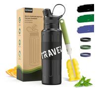 Stainless Steel Water Bottle, Insulated Water Bottles-500ML/800ML, Thermal Bottle Cold Drinks Water Bottle with Straw, 3 Silicone Straps, BPA-Free, Thermal Flask for Travel, Fitness, Sports(800ML)