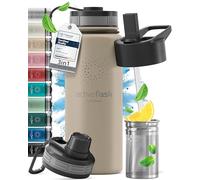 Stainless Steel Water Bottle with Straw & 3 Lids: 1 & 0,5L Leak-Proof BPA-Free Vacuum Insulated ACTIVE FLASK Drinking Bottles Hot Cold: Double Walled Outdoor Drink Thermo Mug Tea Coffee Sport Gym Bike