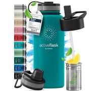 Stainless Steel Water Bottle with Straw & 3 Lids: 1 & 0,5L Leak-Proof BPA-Free Vacuum Insulated ACTIVE FLASK Drinking Bottles Hot Cold: Double Walled Outdoor Drink Thermo Mug Tea Coffee Sport Gym Bike