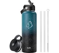 Stainless Steel Water Bottle with Straw, BUZIO Insulated Water Bottle with Straw Lid and Flex Cap 1180 ml Cold for 48 Hrs, Hot for 24 Hrs Double Wall Wide Mouth BPA Free Leak Proof, Starry Indigo