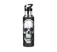 Stainless Steel Water Bottle with Straw, Gothic Skull Insulated Drink Flask Sports Water Bottle for Kids Adults, Leakproof, 600ml