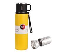 Stainless Steel Water Bottle with Tea Infuser, Large Capacity Insulated Water Bottle with Cup Lid, Portable Vacuum Insulated Tea Infuser Tumbler, Thermoses Cups