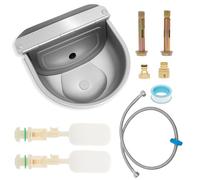 Stainless Steel Waterer Bowl with Float Valve Livestock Water Dispenser Robust Rust Proof Auto Refill and Drain Function for