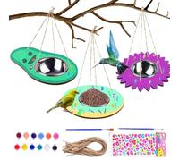 Stainless Steel Waterer - Hanging Bird Feeder for Outdoor Garden Hydration Station | Hummingbird Food Bowl with Craft Wood Painting with Rope