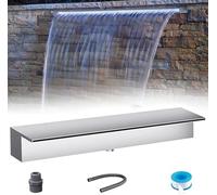 Stainless Steel Waterfall Fountain Spillway for Garden & Backyard Water Features - 14 Inch (36cm) Silver Decorative Waterfall