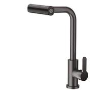 Stainless Steel Waterfall Kitchen Faucet 360° Rotating Pullown Spray HeaHot & ColMixer 4 ar Brusheh Modern Sink Tap for Home & Restaurant