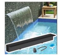 Stainless Steel Waterfall Spillway for Outdoor Pools - Rectangular Wall Fountain Outlet, Custom Lengths 50-190cm, 102cm Wide, Elegant Water Feature for Gardens and Patios