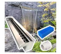 Stainless Steel Waterfall Spillway Kit for Pools & Gardens Recessed Fountain Box 16" 48" Adjustable Sizes Elegant Outdoor Water Feature Wall Mounted Spout for Stunning Water Effects