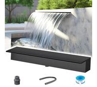 Stainless Steel Waterfall Spout - 44" Flush-Mounted Outdoor/Indoor Spillway for Pools & Ponds, Customizable Size, Black Finish, Ideal for Home & Commercial Use