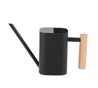 Stainless Steel Watering Can with Long Spout, Indoor Plant Watering Can, Decorative Square Design with Wooden Handle for House Plants Bonsai Outdoor Garden Flower Care (Black 500ML)