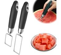 Stainless Steel Watermelon Cutter, 2024 Upgraded Fruits Cutter Carving Tool, Fruit Cutter Slicer Water Melon Cutter Tool, Watermelon Cube Cutting Knife for Home Kitchen Gadgets (Black S+L)