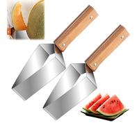 Stainless Steel Watermelon Slicer, 2026 New Triangle Watermelon Cutter, Manual Fruit Cutter, Stainless Steel with Wooden Handle, for Watermelons, Hami Melons, Cantaloupes, Apples, Etc. (2PCS)