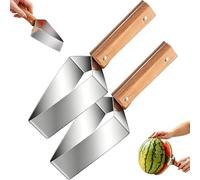 Stainless Steel Watermelon Slicer Cutter Tool with Wooden Handle, Portable Fruit Cutting Knife Fork for Kitchen, Party, Camping (2pcs)