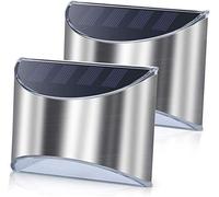 Stainless Steel Waterproof Solar Wall Lights Perfect for Outdoor Fence Post Step Lights Weatherproof Easy to Install Auto Light Control and No Wiring Required (2 Pack)