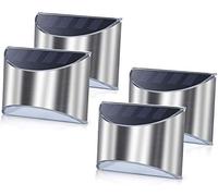 Stainless Steel Waterproof Solar Wall Lights Perfect for Outdoor Fence Post Step Lights Weatherproof Easy to Install Auto Light Control and No Wiring Required (4 Pack)