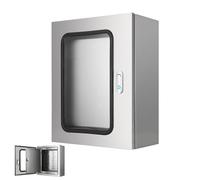 Stainless Steel Waterproof Wall-Mounted Electrical Box Outdoor Junction Enclosure Cabinet with Mounting Plate & Transparent Window (40x30x50cm/16x12x20in)