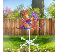 Stainless Steel Weather Vane Colorful Rooster Weathervanes 65cm Tall Garden Chicken Stake Weathercock Farm Scene Wind Direction Indicator for Sheds Roof Shack Yard Garden(Rooster)