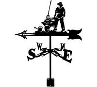 Stainless Steel Weather Vane Running Horse Angler Hunter Hound Weathervane Direction Indicator Measuring Tool for Garden Patio Yard Ornament Weathercock,Worker