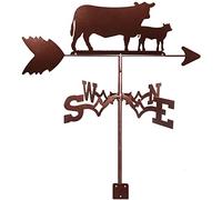 Stainless Steel Weathervane Cow And Lamb Rooster Cormorant Weathercock Weather Vane Spray Paint Outdoor Wrought Iron for Garden Patio Yard Ornament Decoration,Cow and Lamb