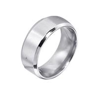 Stainless Steel Wedding Rings, 316L Stainless Steel Classic Style 8MM Matte Band Beveled Edges Promise Engagement Ring for Men, Silver, Size Z+2