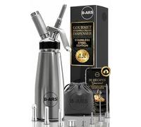 Stainless Steel Whipped Cream Dispenser 500ml Professional Siphon Dessert Foam Maker 3 Decorating Nozzles 4 Injector Tips Cleaning Brush Storage Bag Recipe eBook Barista Home Kitchen Gift for Chefs