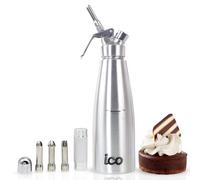 ICO Stainless Steel Whipped Cream Dispensers 1L/1-Quart, Professional Whipped Cream Maker for Creams and Foams - Cream Whipper Compatible with Cream Chargers