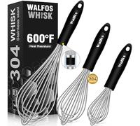 Stainless Steel Whisk Set - 3 Packs Balloon Whisk, Thick Stainless Steel Wire ＆ Strong Handles, Egg Frother for Cooking, Blending, Whisking, Beating, Stirring (8.5"+10"+12)