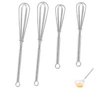 Stainless Steel Whisk Set, 5" 7" Mini Whisks, Manual Hand Whisker for Mixing, Tiny Whisk Kitchen Whisks Small Egg Whisk for Cooking Whisking Blending Beating Stirring(4 Pack)