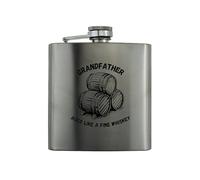 Stainless Steel Whiskey Flask for Grandad - Reads 'Grandfather: Aged Like Fine Whiskey' - Perfect for Whiskey Lover - Ideal Father's Day - Stylish and Durable - Great for Men or Fathers