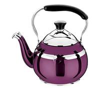 Stainless Steel Whistling Gas Kettle Mirror Polish with Traditional Retro Spout Hob Stove Top Tea Coffee Water Pot-Purple||2L