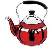 Stainless Steel Whistling Gas Kettle Mirror Polish with Traditional Retro Tea Coffee Water Pot Mingyin Gas Induction Cooker Kettle-Red||1.5L