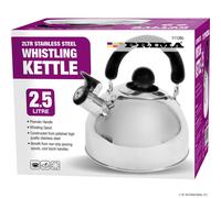Prima 2.5 Litre Whistling Kettle, Metallic Black